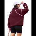 thumbnail image 4 of Sudadera de Mujer con Media Cremallera, Suave y Extragrande, con Bolsillos, Cálida y Afelpada. Rojo XL, 4 of 8