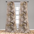thumbnail image 2 of Floral Window Curtains, Grunge Style Retro Feels Flower Silhouettes Pattern on Weathered Backdrop, Lightweight Decor 2-Panel Set with Rod Pocket, Pair of - 28"x84", Eggshell and Dark Tan, by Ambesonne, 2 of 3