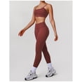 thumbnail image 5 of PISONIC Polka Point Workout Sets for Women 2 Piece Spaghetti Straps Cross Back Sports Bra Matching High Waist Legging Gym Yoga Pilates Outfits, 5 of 10