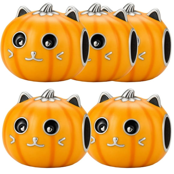 Charm metálico gato calabaza cute CharmPumpkinCat 5Pzas Plata S925 Chapa Charm Separador Gato calabaza Naranja/Negro/Pla