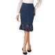 thumbnail image 1 of Falda de encaje de cola de sirena vintage elegante para mujer INSPIRE CHIC, falda lápiz ajustada de oficina, color azul oscuro M, 1 of 6