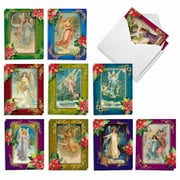 20 Seasons Greetings Note Cards with Envelopes (4" x 5.12") - Christmas Angels Seasons Greetings (10 Designs, 2 Each) AM1747SGG-B2x10