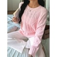 thumbnail image 4 of Women'S Oversized Cable Knit Crewneck Sweaters Pink M, 4 of 7