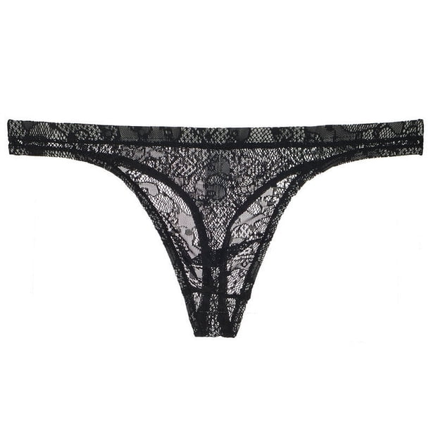 Tanga transparente de encaje para hombre, ropa interior fina y sexy, pantalones T de malla transpirable y sexy