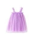 thumbnail image 3 of Loopsun Toddler Girls Princess Dress, Girls Solid Crew Neck Sleeveless Puff Formal Dress Purple, 5-6 Years, 3 of 5