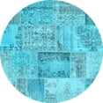 thumbnail image 1 of Ahgly Company Indoor Round Patchwork Light Blue Transitional Area Rugs, 6' Round, 1 of 4