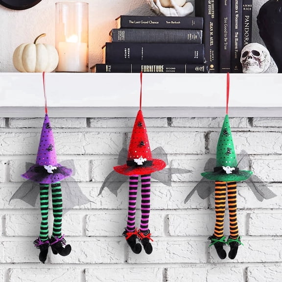 3pcs Halloween Witch Legs Hanging Decor Witch Boots Stuffed Legs Unique Outdoor Halloween Decorations for Wreaths and Front Doors