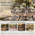 thumbnail image 6 of Round Outdoor Tablecloth with Umbrella Hole and Zipper, Farmhouse Tablecloth with Elastic Waterproof, Vintage Country Texas Star Plaid Wooden Grain Patio Table Covers for 31" - 35" Pool Tables, 6 of 9