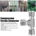 thumbnail image 3 of Compression Ferrule Connector, Double Ferrule Connection Tee Equal Diameter 316 Stainless Steel Die Forging SS-600-3 for Oil Refining Chemical Industry(Ф3/8), 3 of 7