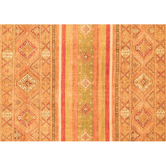 Ahgly Company Indoor Rectangle Abstract Orange Modern Area Rugs, 2' x 5'