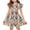 #A01-Brown, variant on Abcomgle Girls Dresses Casual A-Line Flutter Sleeve Tshirt Dresses Vintage Floral Print Pleated Crew Neck Swing Sundresses for 4-14t Kids,Saffron