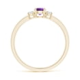 thumbnail image 2 of ANGARA Natural Classic Amethyst and Diamond Three Stone Engagement Ring in 14K Yellow Gold for Women (Size-4mm) | February Birthstone, Anniversary, Jewelry Gift for Women | Natural Amethyst Ring, 2 of 9