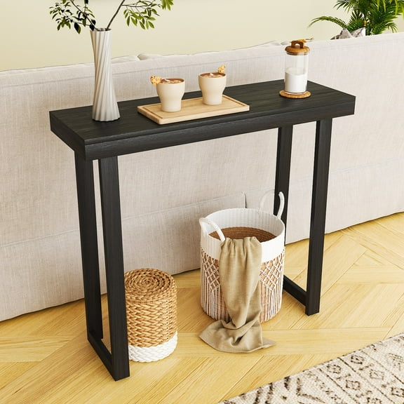 Ktaxon Wooden Entryway Table 36in Sofa Side Table Storage Display TV Table, Black