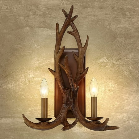 

Vanity Art 2 Lights Dimmable Antler Wall Light Fixtures for Porch Bedroom Hallway Living Room | Farmhouse Rustic Vanity Light Wall Sconces Resin Lamp Indoor Decoration MLT302VL-LD-WO