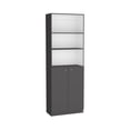 thumbnail image 2 of CoSoTower Home 2-Door Bookcase, Modern Storage Unit with Dual Doors and Multi-Tier Shelves -Matt Gray / White -Office, 2 of 5