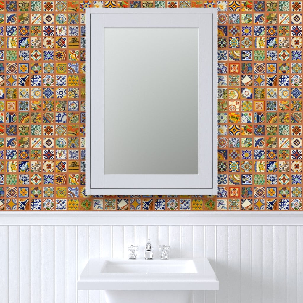 Wallpaper Roll Talavera Mexican Tile Colorful Bold 24in x 27ft 