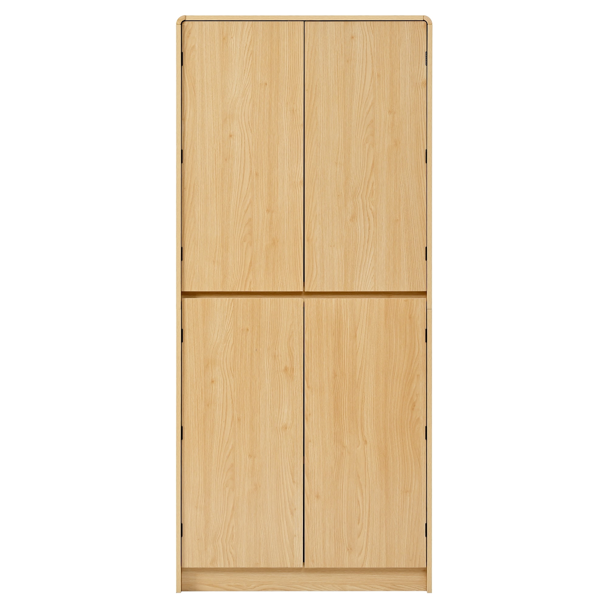 Euroco 72" Tall Farmhouse Kitchen Pantry Cabinet with 8 Door Shelves, Curved Design Storage Cabinet with 3 Adjustable Shelves, Hidden Drawer, Versatile Cupboard