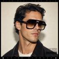 thumbnail image 4 of Mens Large Square Aviator Sunglasses Retro Navigator UV400 / Tortoise - Brown, 4 of 7