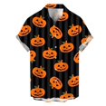 thumbnail image 2 of Halloween Shirts for Men 2025 Pumpkin Printed Short Sleeve Button Down Lapel Tops Casual Fall Comfortable Daily Wear Mens Shirts Blue L, 2 of 3