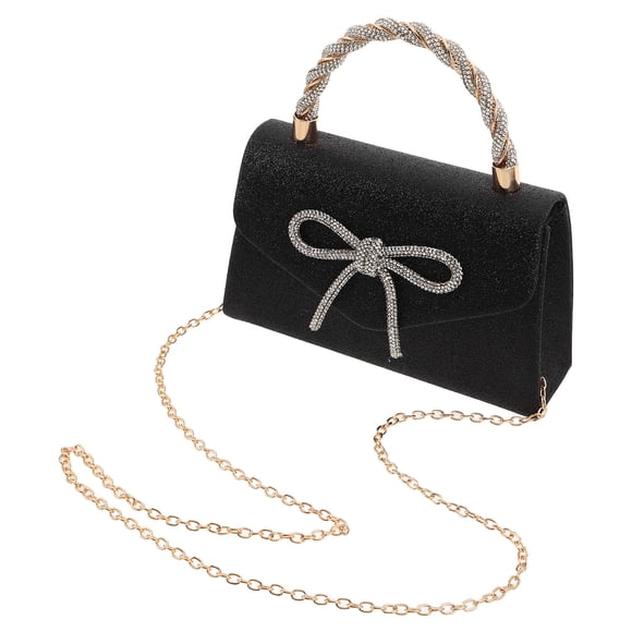 OUNONA Elegant Evening Clutch Bag With Bow Black 1Pack Fashion Accessory For Holiday Parties And Weddings