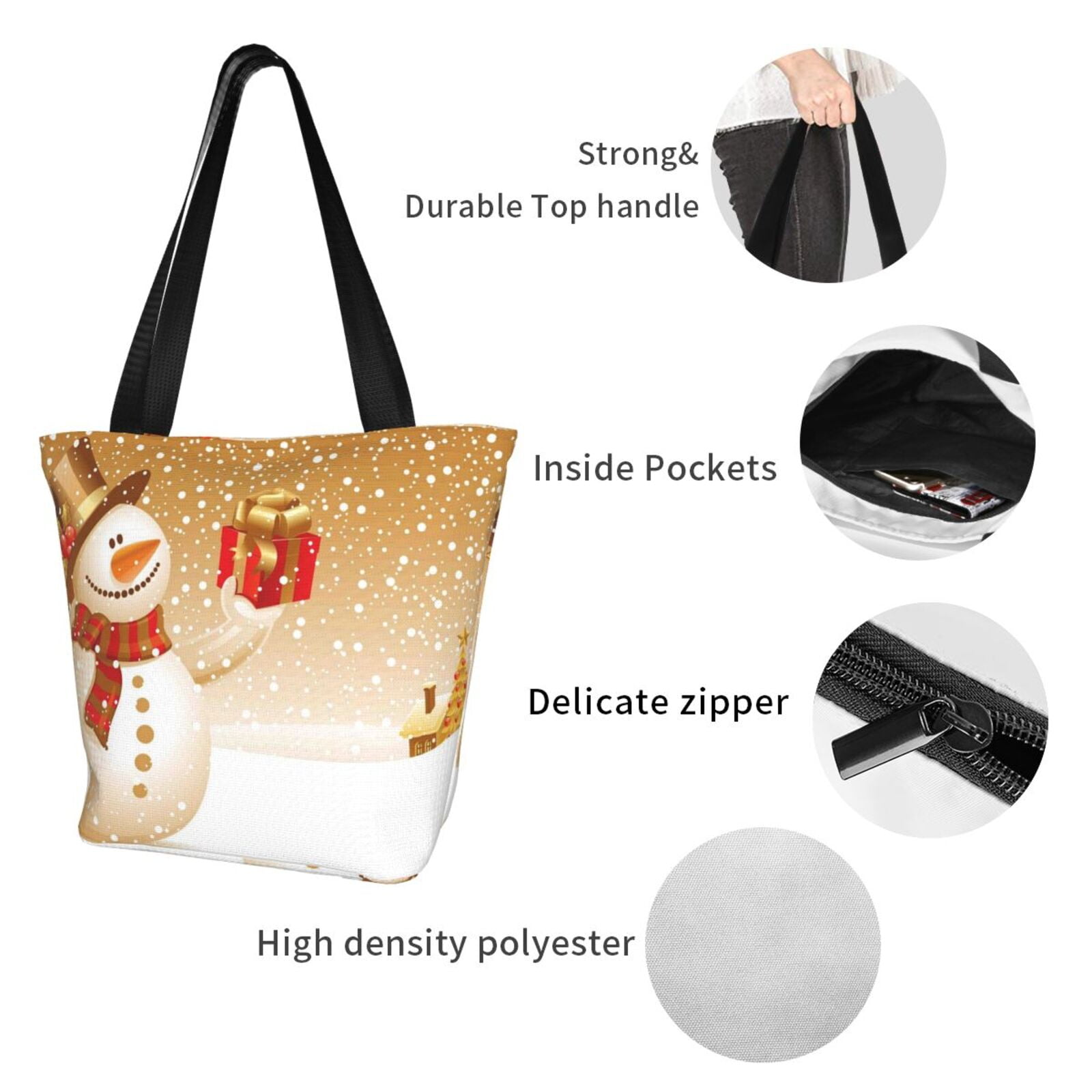 Ratiio Christmas Snowman Gift Print Shoulder Bag for Women, Polyester Crossbody Purse Lightweight Handbag for Daily Travel and Casual Use