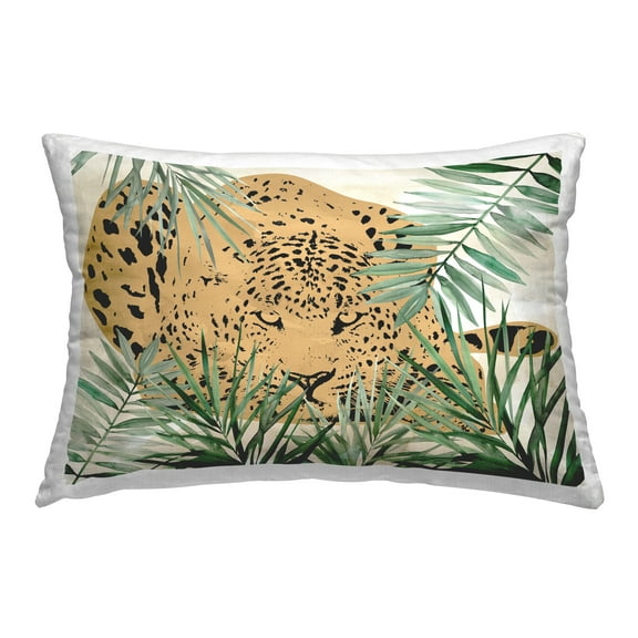Stupell Industries Peering Leopard through Palms Decorative Printed Throw Pillow Design by Carol Robinson.