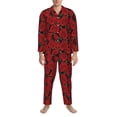 thumbnail image 3 of Naloa Rose Flowers Men’s Pajamas Set - Long Sleeve Button Down Sleep Shirt and Pajama Bottoms Sleepwear Set-XX-Large, 3 of 7