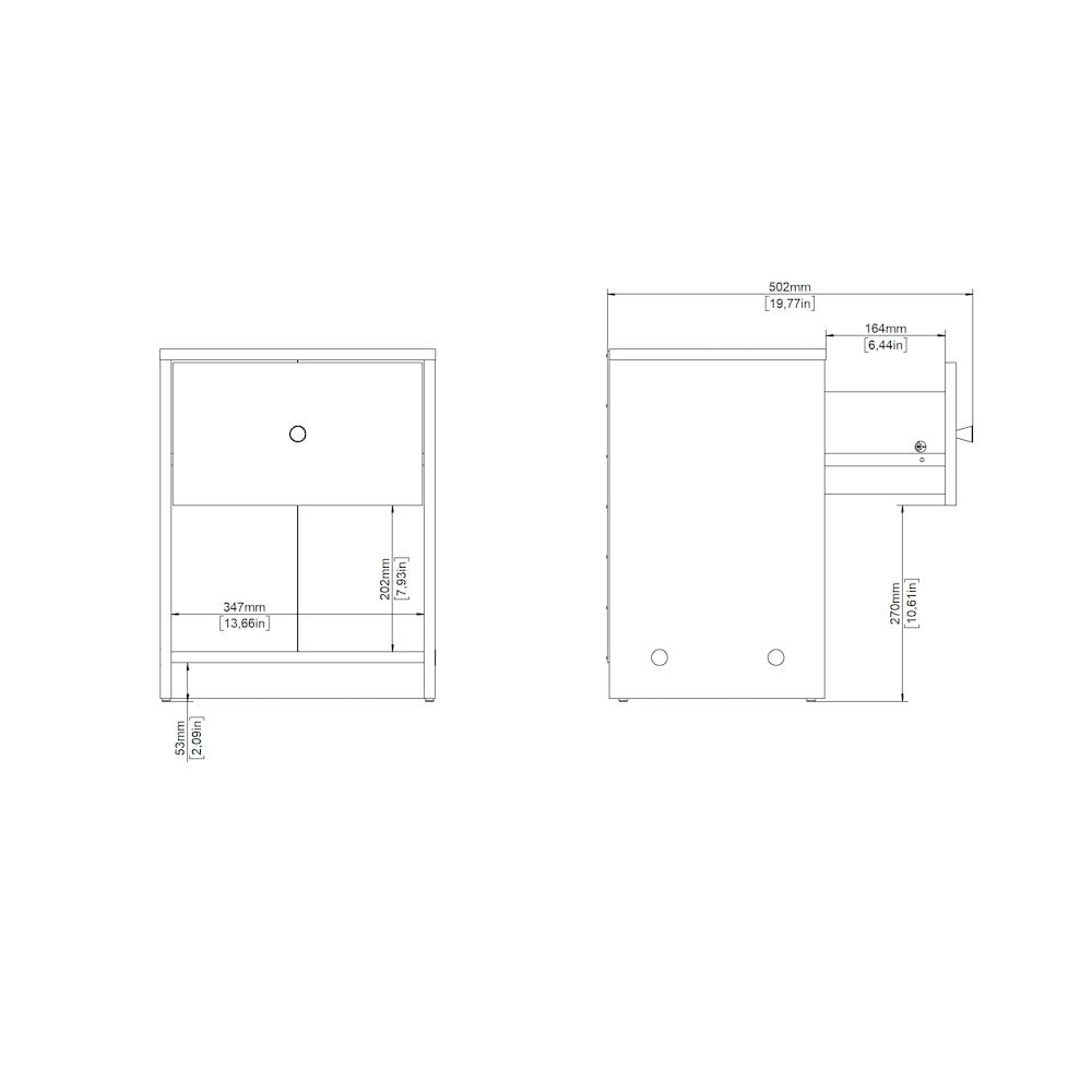 Tvilum Studio 1 Drawer and 1 Shelf Bedroom Nightstand for Adults- Set of 2, White