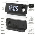 LED Projection Alarm Clock with 180° Projector, USB Charger, Adjustable