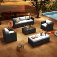 thumbnail image 4 of Clouddwell 5 Seats Patio Furniture Set with Storage Coffee Table, All Weather Wicker Rattan Patio Sectional Sofa Sets With Thickened Cushion and Waterproof Cover(Beige), 4 of 8