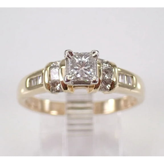 1.50Ct Princess Cut Lab Created Diamond Solitaire Engagement Ring 14K Yellow Gold Plated
