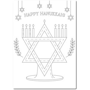 Color Your Own Star of David Menorah Magnet
