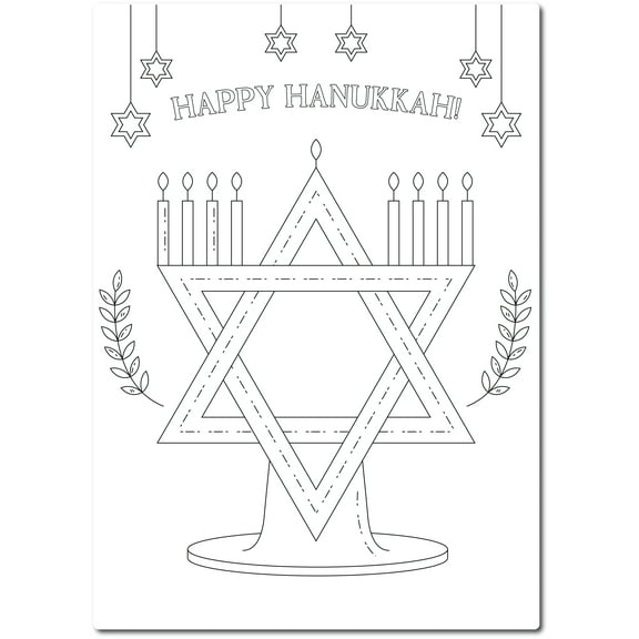 Color Your Own Hanukkah Star of David Menorah, DIY Coloring Magnet for Chanukkah