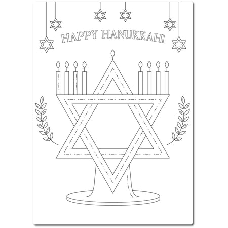 Color Your Own Star of David Menorah Magnet