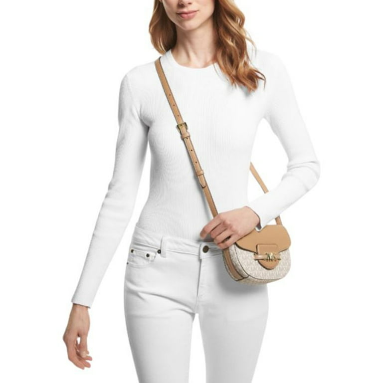 Michael Kors Womens Reed Small Logo and Leather Crossbody Bag