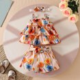 thumbnail image 2 of YuYuBao Toddler Girls Outfits Sets Summer Sleeveless Floral Print Vests Tops With Ruffles Shorts Headbands Outfits 3 Piece Little Girls Casual Sets, 9-12 Months, 2 of 6