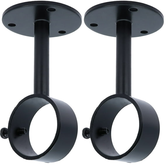 MERIVILLE Ceiling-Mounted or Wall-Mounted Curtain Rod Brackets, for up to 1 ¼” Diameter Drapery Rods, 2 PCs, Black
