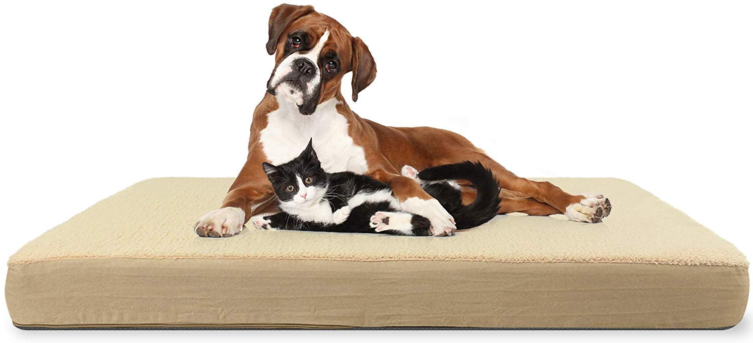 ComfyPaws Rectangular Orthopedic Memory Foam Dog Bed Includes Waterproof Inner Protector