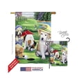 thumbnail image 1 of Breeze Decor 10082 Animaux Chiots de Golf Impression Verticale Double Face Drapeau de Maison - 28 x 40 Po., 1 of 1