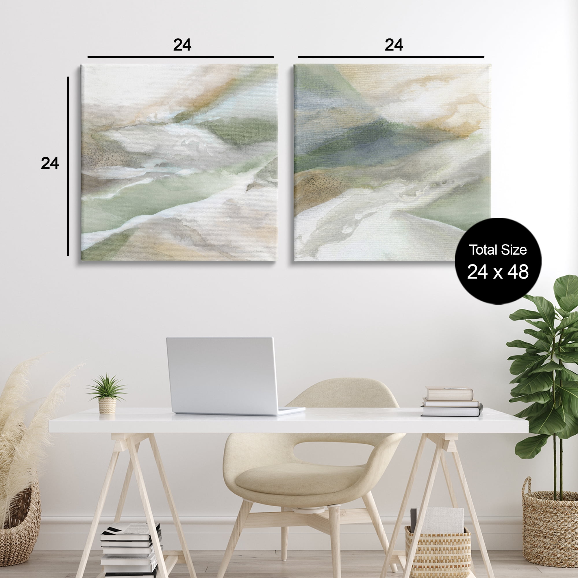 Stupell Industries Serene Misty Valley Abstraction 2 Piece Canvas Wall Art Set, design by Carol Robinson