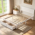 thumbnail image 2 of Full Size Bed Frame with Storage, UHOMEPRO Full Bed with Headboard and Under-Bed Storage Drawers, Easy Assembly Sturdy Platform Bed Frame, Space Saving, No Box Spring Needed, White, 2 of 10