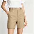 thumbnail image 3 of Slim Shorts for Women Multi Color Versatile Casual Wear Polyester Short,Khaki Size S, 3 of 5