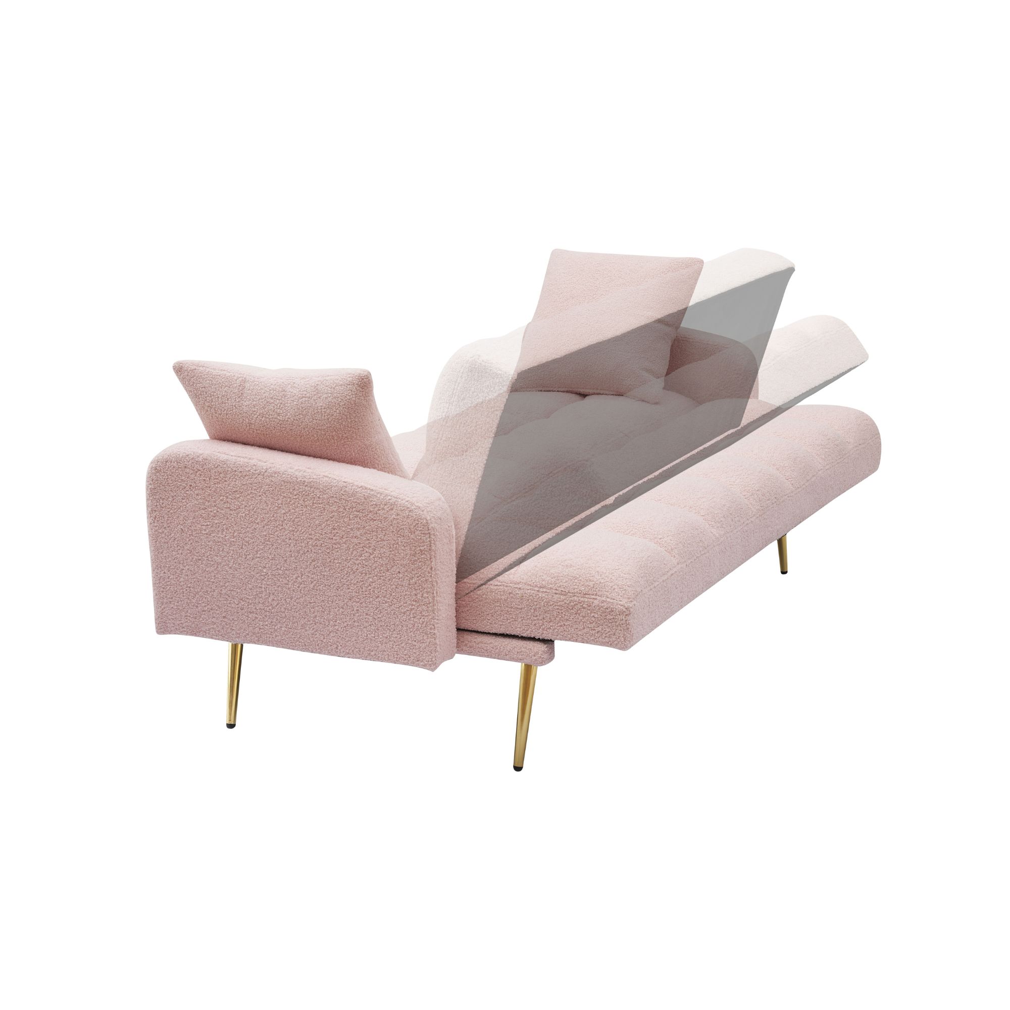 MAYEERTY Guest Bed Sofa, Teddy Fabric Loveseat, Convertible Space-Saving Sofa for Small Home Guest Stays, Pink