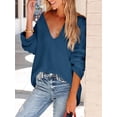 thumbnail image 6 of Womens Oversized Deep V Neck Sweaters Fall Winter Long Sleeve Knit Pullover Jumper, 6 of 6