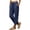 Navy, variant on Women's Drawstring Elastic High Waist Cropped Pants Cotton Linen Side Snap Buttons Split Hum Trousers with Pockets