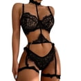 thumbnail image 1 of Gibobby Conjunto de lencería Sexy Nueva sexy lencería de encaje ropa interior ropa de dormir anillo de pijamas liguero(Negro, XL), 1 of 5