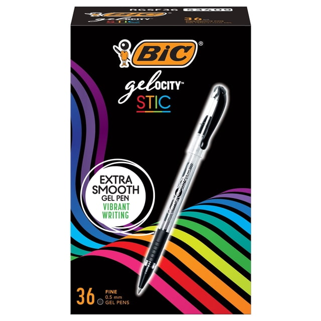 Bolígrafo de gel BIC Gel-OCITY Smooth Stick, punta fina, 0,5 mm, negro 36