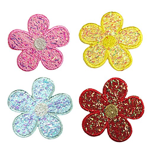 Altotux Iridescent Daisy Flower Self Adhesive Applique Sticker Patch Red Blue (Yellow)
