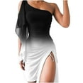 thumbnail image 2 of SMihono Robe d'Été Bohème pour Femmes Grande Taille Mode Décontractée Sans Manches une Épaule en Chiffon Uni Robe Slim, 2 of 5
