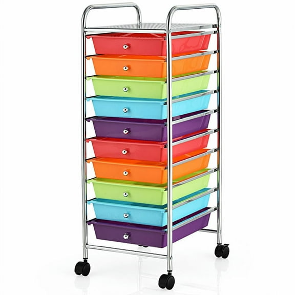 YYAo Filing Cabinet, File Cabinet, 10 Drawer Rolling Storage Cart Organizer with 4 Universal Casters-Multicolor